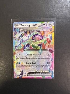 128 142 pokemon card Terapagos ex 128/142 Teracristal - Myboost X Scarlet and Violet 7 Star Crown Colorless Unified Beatdown (30x) If you go second Pokemon Vivid Voltage Magearna #128