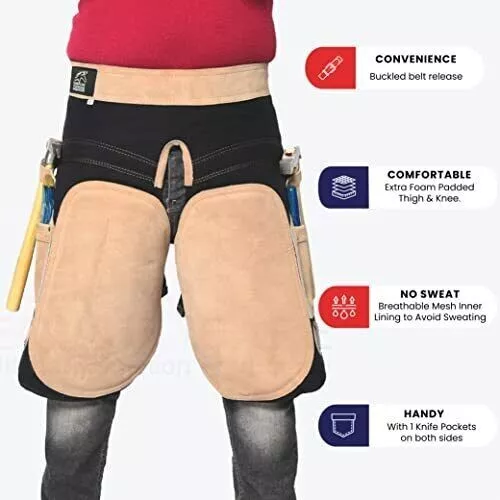 Farrier Apron Chaps 2 Knife Pockets, 2 Nail Magnets, 2 Hammer Loops, 23" - Picture 5 of 8