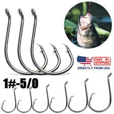 100pcs Octopus Fishing Hooks 1# 1/0-5/0 Ultra Sharp Carbon Steel Octopus Offset