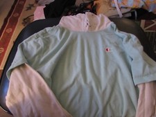 Champion Men's Layered Tee Hoodie Lt Green/Turquoise and White Size Large