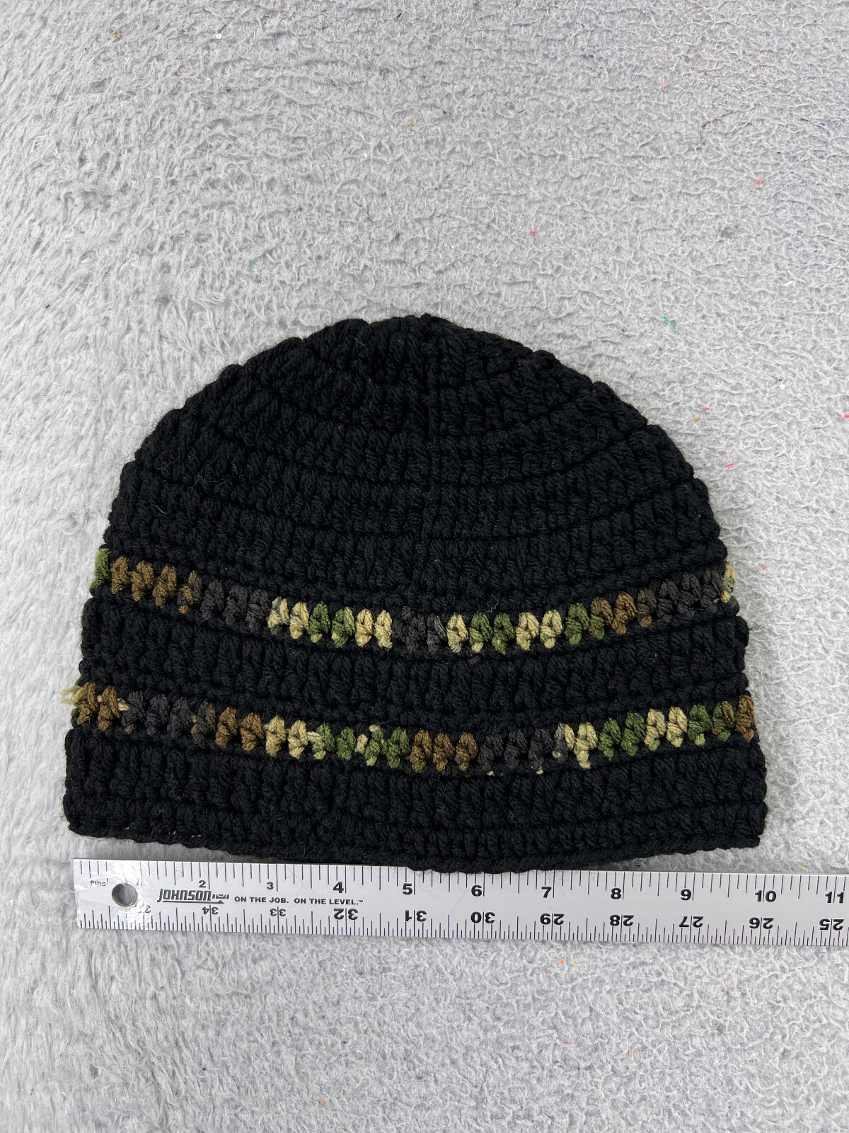 Beanie Toque Adult One Size Black Green Camo Stripe Acrylic Blend Camp Skater-image