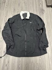 Vintage Nike Windbreaker RN 56323 CA 05553 Black Full Zip Jacket White Collar