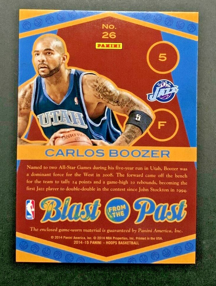 2014-15 Panini Hoops - Carlos Boozer #26 Utah Jazz - Patch 2014-15 Panini Hoops - Carlos Boozer #26 Utah Jazz - Patch