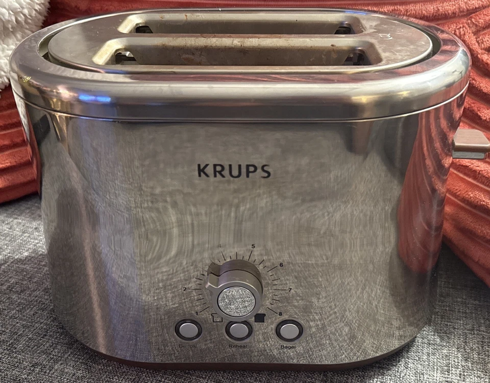 Tostadora Krups 2 rebanadas arte plateado acero inoxidable cepillado serie T11-A RARA Foto 2 de 4