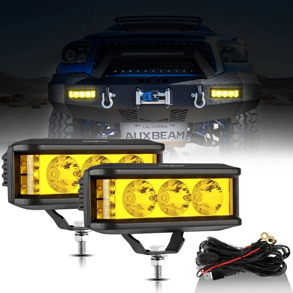 AUXBEAM 5" LED Light Bar Pods Offroad Driving Fog Amber Lamp For Jeep ATV UTV - Image 2 of 4