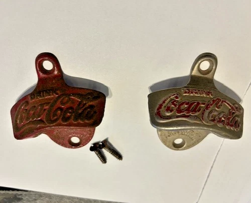 Lot of 2 vintage Coca Cola bottle openers - Wall mount.    Brown Co.