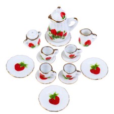 Ceramic Miniature Porcelain Tea Cup Set Scale 1:12 Doll House Teapot DIY Toy Kid