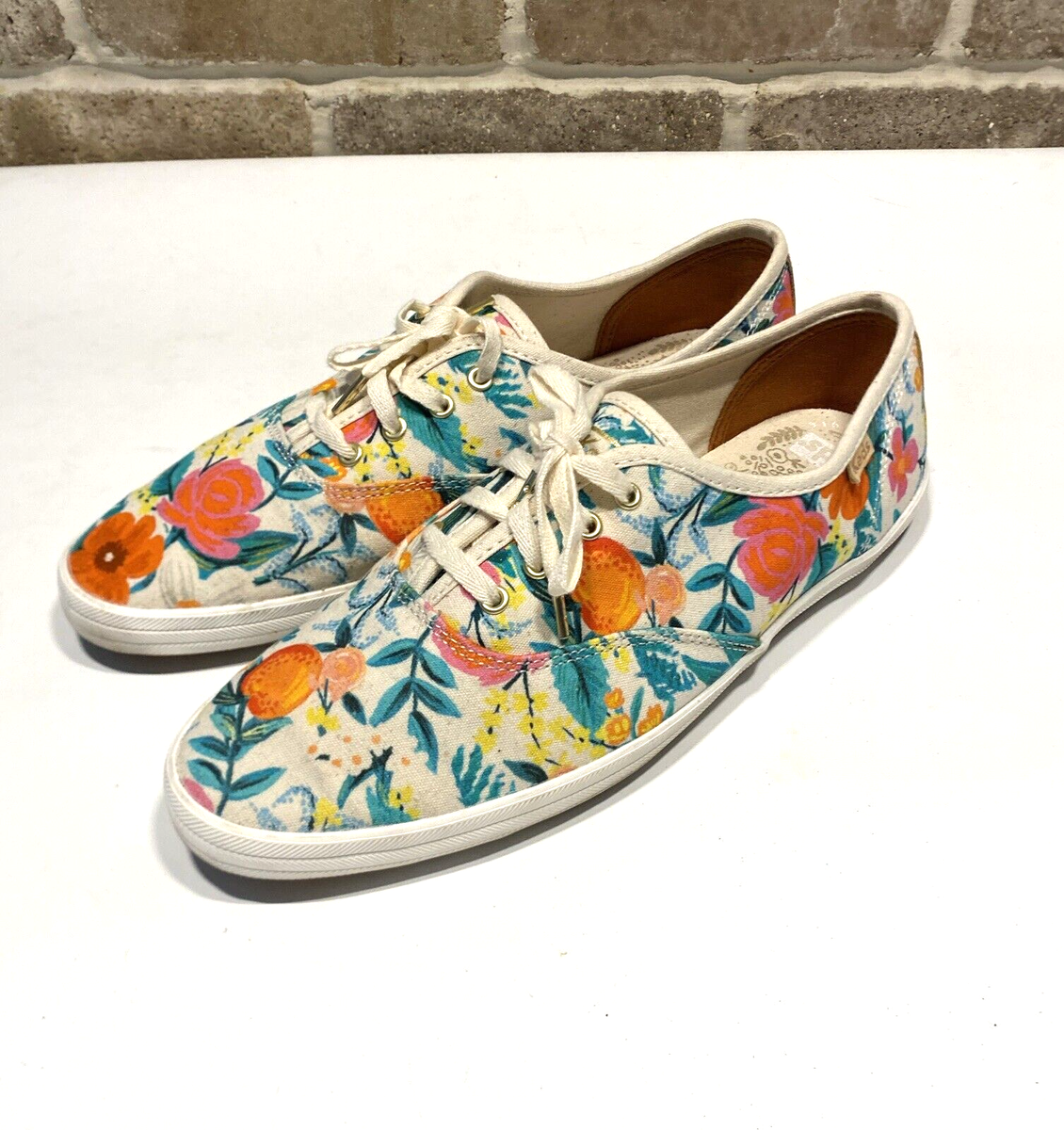 KEDS Rifle Paper Co Floral Canvas Sneakers Shoes Lace Up Comfort