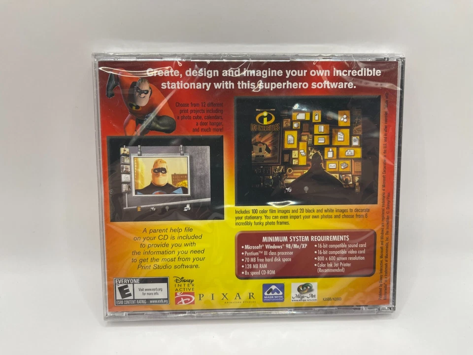 The Incredibles PC-CD ROM Disney Pixar Print Studio 2005 Windows Clip Art SEALED - Image 2 of 2