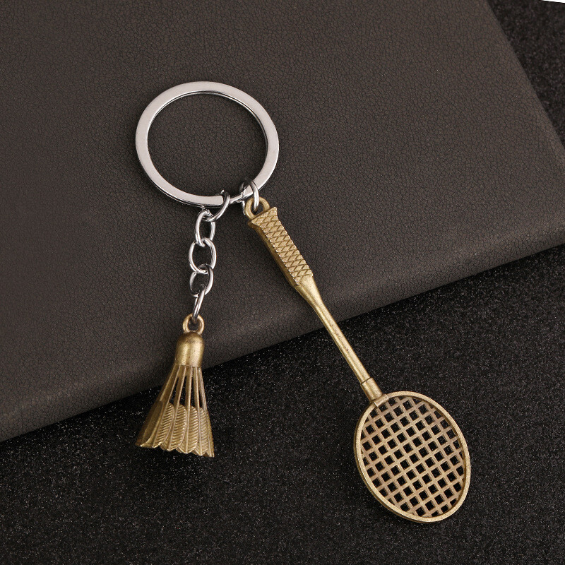 Fashion Creative Badminton Racquet Pendant Keychain Car Key Holder