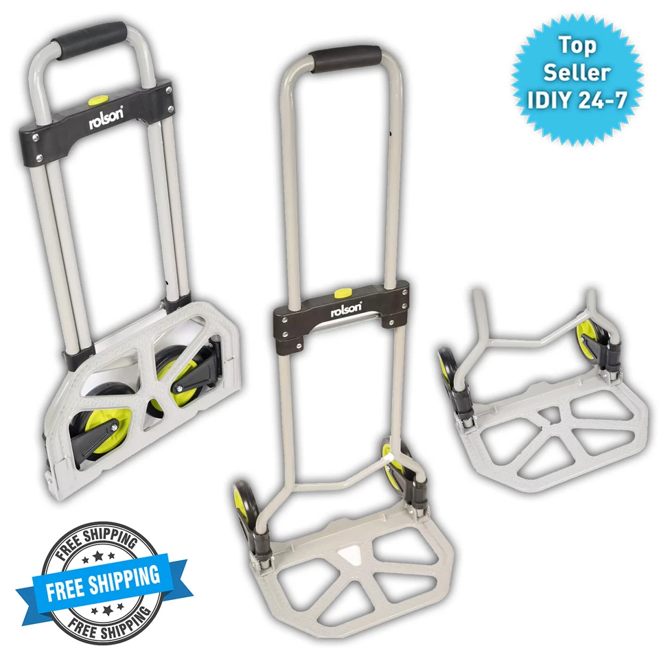 ROLSON Heavy Duty Folding Sack Truck Industrial Hand Trolley Warehouse Car Cart 60kg