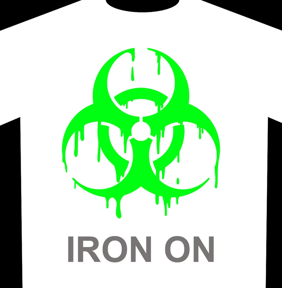 Biohazard Iron-On - Fabric Heat Transfer Decal - Select Color Size - Image 2 of 4