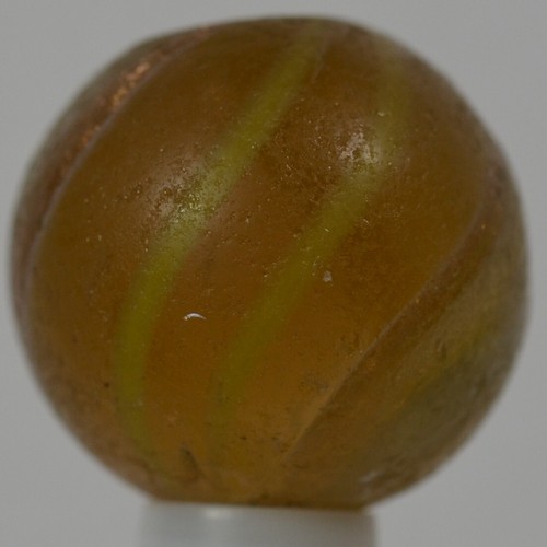 Handmade Banded Lutz Marble, Amber Base Glass, 11/16 in, Good+, Germany, S1239 - Picture 3 of 16