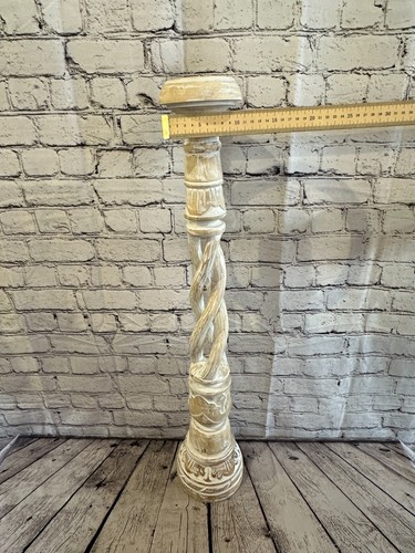 80cm White Tall Candlestick Shabby Chic Distressed Twist Column Candle Holder - Picture 6 of 8