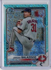 2021 BOWMAN BASEBALL JORDAN BALAZOVIC CHROME AQUA SHIMMER #004/125 TWINS #BCP-61