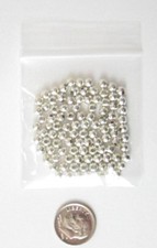 NEW- 4 MM SILVERTONE SMOOTH ROUND SPACER BEADS-GREAT QUALITY--PKG OF 200