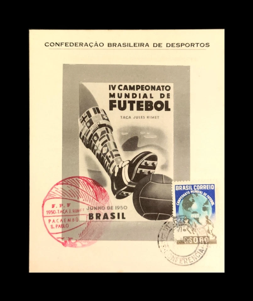 VI Mundial de Fútbol Brasil 1950 Maracaná 2 negro y 2 marrón Foto 3 de 4