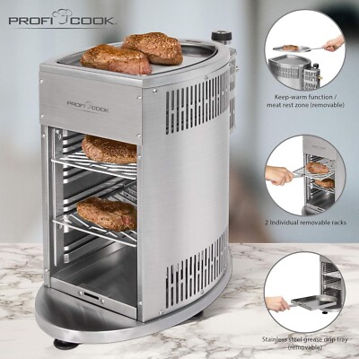 ProfiCook PC-GBS 1178 Beef 800° Edelstahl Gasgrill Hochleistungsgrill Oberhitze