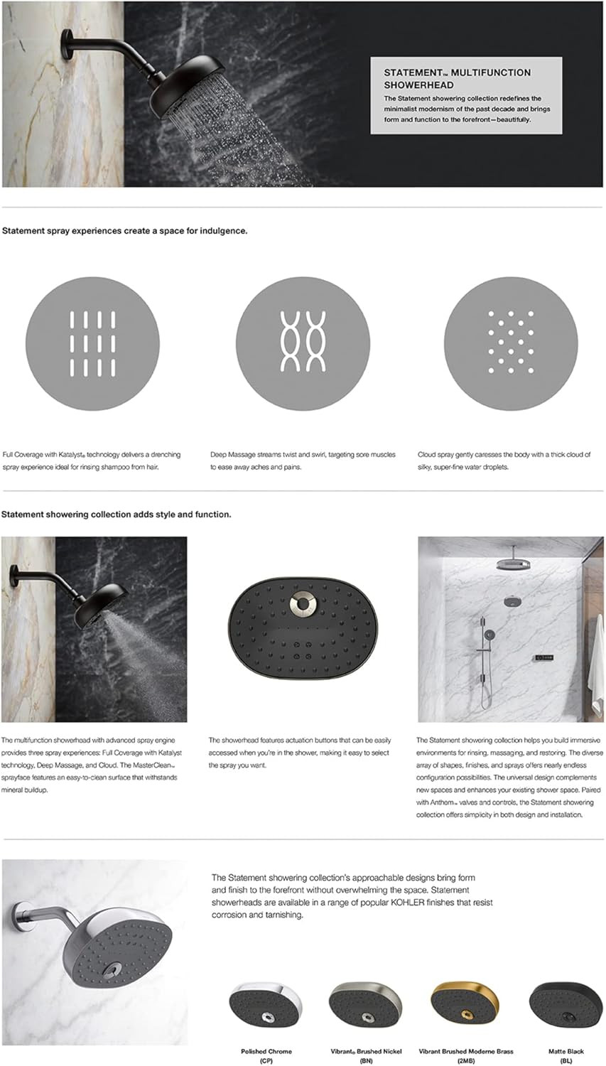 Vibrant Brushed Nickel 3-Function Showerhead with Maximum Spray Performance