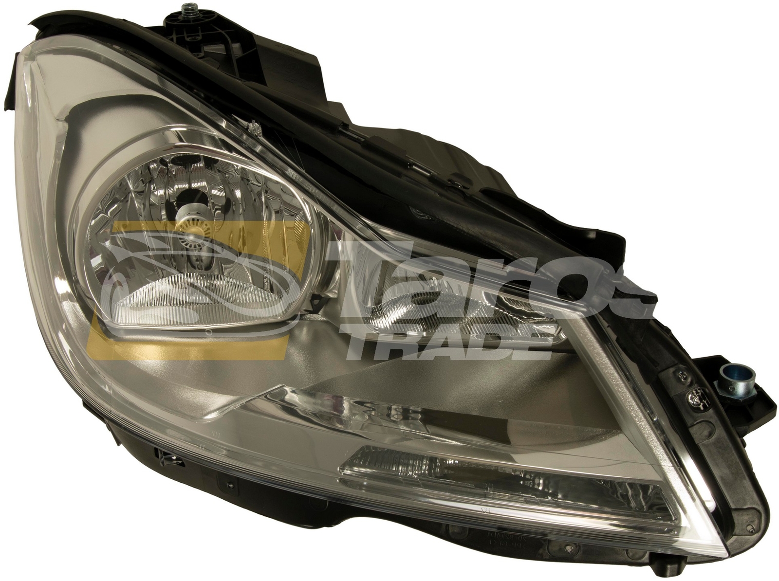 Phare avant droit pour Mercedes W204 optique transparente haute clarté finition chromée