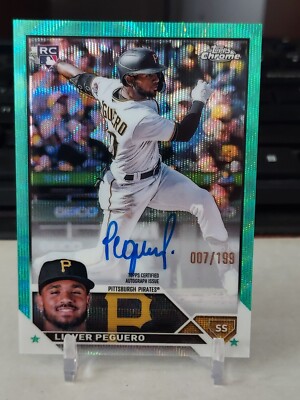 2023 Topps Chrome Liover Peguero RA-LP rookie Auto Aqua Wave /199 Pirates RC