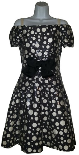 Abito gazebo vintage anni 80 Scaasi Boutique paillettes a pois - Foto 2 di 5
