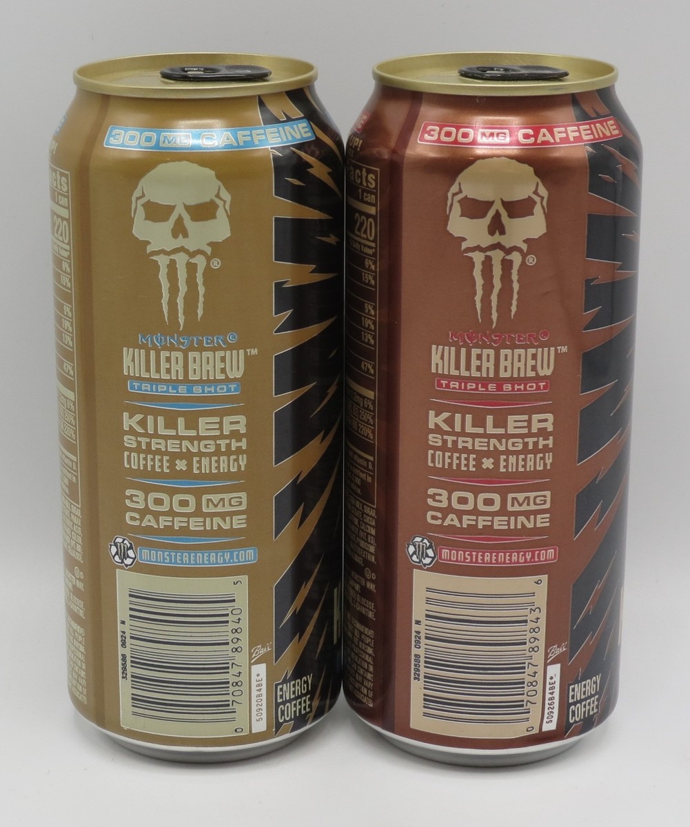 2 different Monster Energy KILLER BREW, 443ml 15oz cans LOCA MOCA
