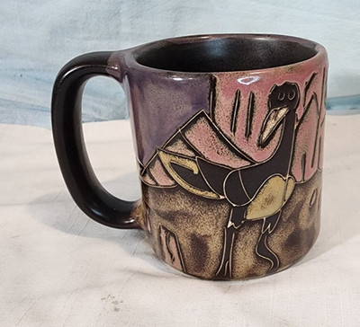 Mara Pottery, Handcrafted Coffee Mug, Roadrunner Bird/Desert Scene, VERY NICE!
