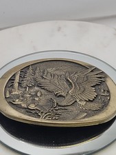 VTG Bass Pro Shops Solid Brass Eagle Fishing Belt Buckle Award Design Wildlife