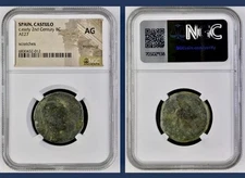 Large Ancient Celtic Iberian Coin 200BC-151BC NGC Graded Walking Sphinx Castulo