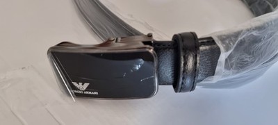 Giorgio Armani Gürtel Unisex Leder Schwarz Automatik Schnalle Kürzbar Ungeöffnet