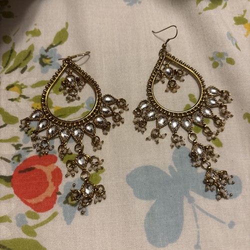 Kundan Chandbali Earrings Gold Tone
