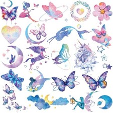 Glitter Tattoos for Girls Women, 12 Sheets Glitter Butterfly Moon Flowers