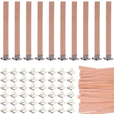 50PCS Wicks Wooden Set for Candles – 25PCS Candle Wicks with 25PCS Metal B