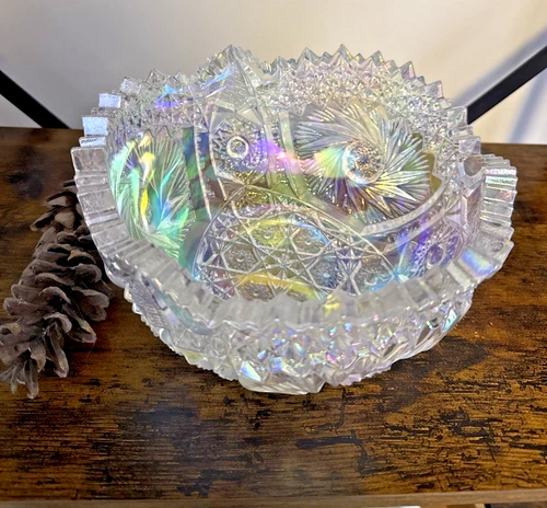 Vintage LE Smith LARGE Serving Bowl - The Comet In The Stars Carnival Glass