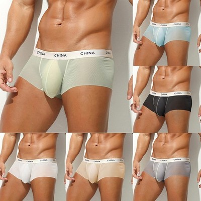 Herren Boxershorts transparent Eis Seide Unterwäsche Trunks weich und atmungsak
