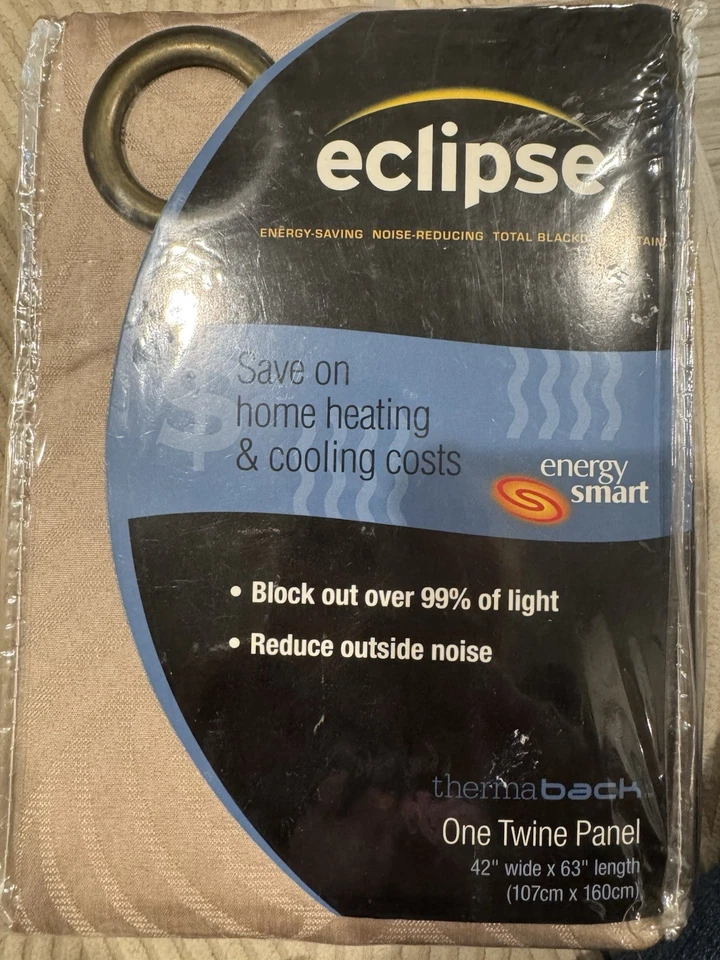 Eclipse Light Blocking Curtain Panels, Thermaback Set of (2), Tan , 42" x 63" - Image 2 of 3