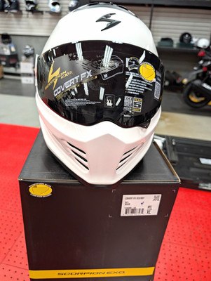 Scorpion EXO Covert FX Full Face Street Motorcycle Helmet Glossy White Size XL