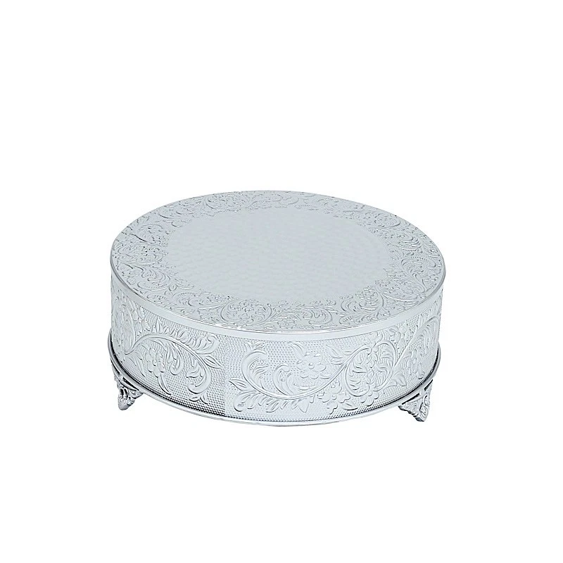 PLATA 14" de ancho redondo floral en relieve soporte para pasteles exhibición de cupcakes boda fiesta Foto 4 de 4