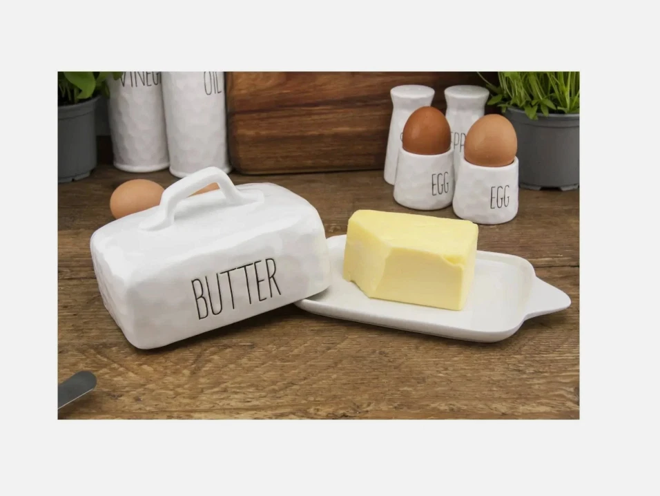 Ceramic With Dimples Butter Dish With Lid Ceramic Container 13cm