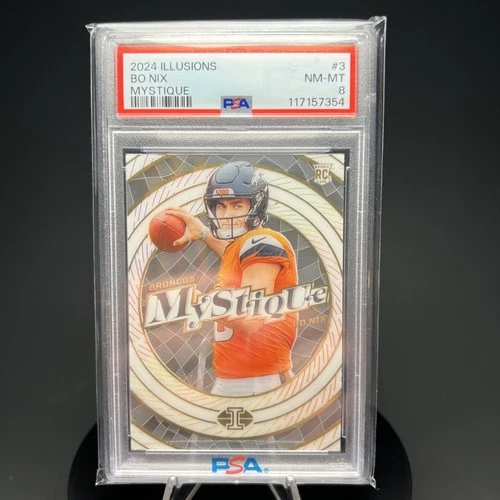 2024 Panini Illusions Bo Nix ROOKIE Mystique #3 Denver Broncos PSA 8 NM-MT