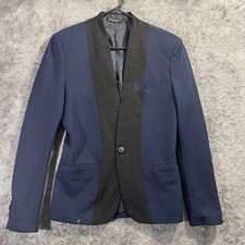 Zara Man Navy Blue Black Two Tone Slim Fit Blazer Jacket Size 36 US S