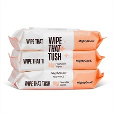 Flushable Wet Toilet Wipes 3 Pack of 50 Soft Gentle Cleansing Hygienic Fresh