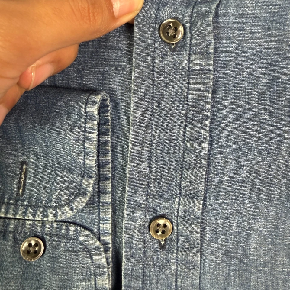 Ralph Lauren Shirt Mens M Blue Chambray Denim Long Sleeve Button Up Black Tag - Image 3 of 4