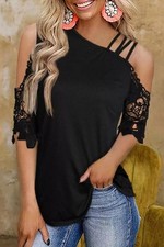 Off Shoulder with Lace Sleeves Top Size Medium