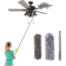 Telescoping Microfiber Feather Duster for Cleaning, 100" Extra Long Extendabl...