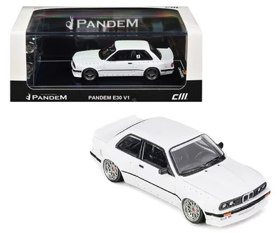 CM Model 1:64 Pandem BMW M3 E30 Pearl White w/ Extra Wheels Set CM64-E30-01 - Image 1 of 4