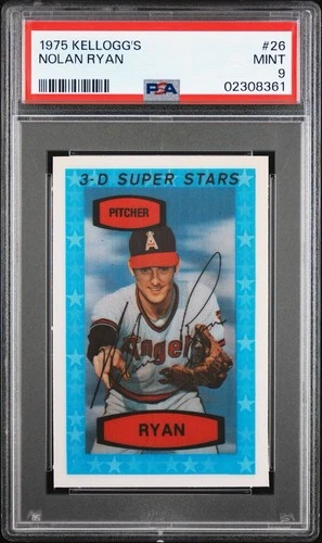 NOLAN RYAN 1975 KELLOGG'S 3-D SUPER STARS PSA-9 MINT #26