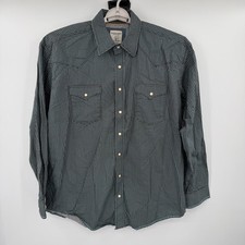 Panhandle Rough Stock Mens Large Western Pearl Snap Shirt Teal Geometric Cotton