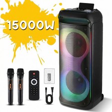 12'' Dual Portable Bluetooth Speaker Subwoofer FM Heavy Bass Sound Karaoke W/Mic
